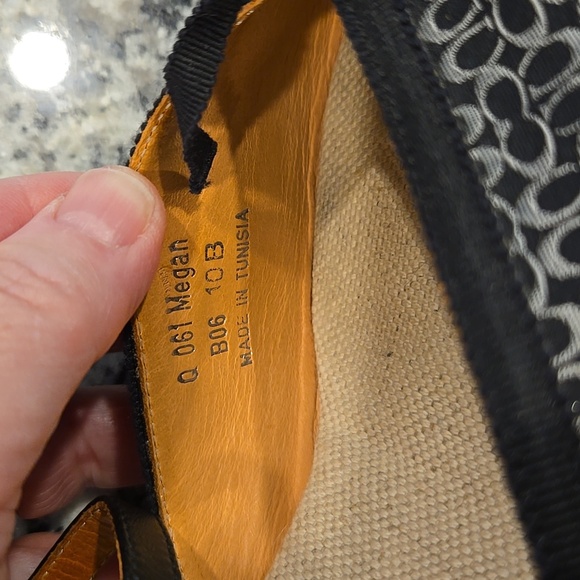 COACH MEGAN BLACK AND SILVER LOGO WEDGE ESPADRILLES. SIZE 10B. - Picture 3 of 16
